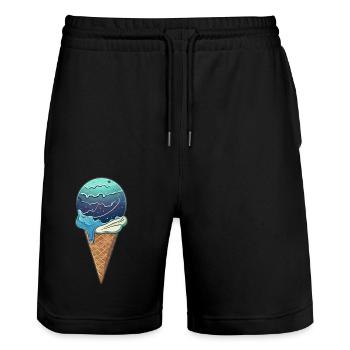Eis-Planet Uranus - Stanley/Stella Unisex Bio Joggingshorts Trainer  - Schwarz - Vorne - Nik (191cm) & Marisol (170cm)