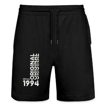 30. Geburtstag Original Februar Jahrgang 1994 - Stanley/Stella Unisex Bio Joggingshorts Trainer  - Schwarz - Vorne - Nik (191cm) & Marisol (170cm)