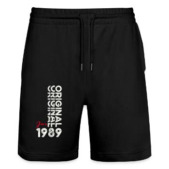 Legend June 1989 Vintage 1989 Birthday 1989 - Stanley/Stella Trainer Unisex Organic Jogging Shorts - black - Front - Nik (191cm) & Marisol (170cm)