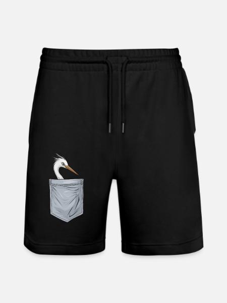 Reiher Vogel - Stanley/Stella Unisex Bio Joggingshorts Trainer - Schwarz