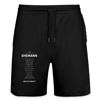 Liebeserklärung an deinen Ehemann. Liebesbeweis. - Stanley/Stella Unisex Bio Joggingshorts Trainer  - Schwarz - Vorne - Nik (191cm) & Marisol (170cm)