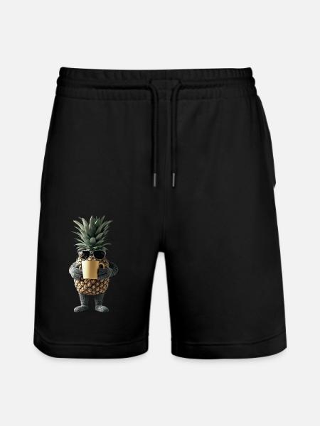 Ananas Kaffee - Stanley/Stella Unisex Bio Joggingshorts Trainer  - Schwarz