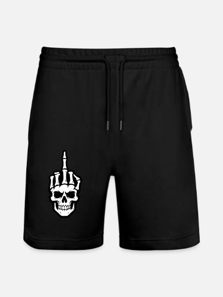 Skeleton middle finger - Stanley/Stella Trainer Unisex Organic Jogging Shorts - black