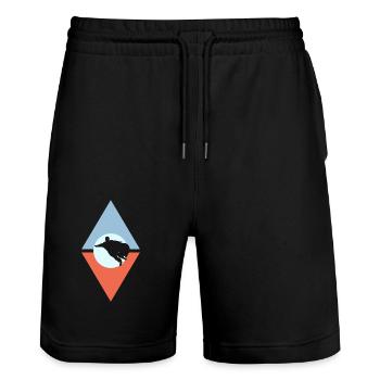 Wingsuit Fliegen Stuntman Base Jumping - Stanley/Stella Unisex Bio Joggingshorts Trainer  - Schwarz - Vorne - Nik (191cm) & Marisol (170cm)