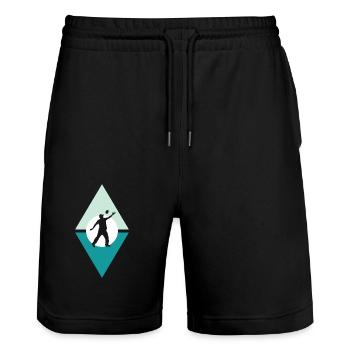 Regeln Cornhole - Stanley/Stella Unisex Bio Joggingshorts Trainer  - Schwarz - Vorne - Nik (191cm) & Marisol (170cm)