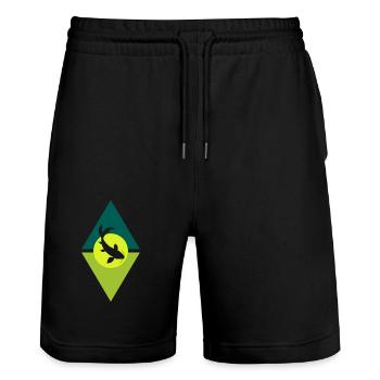Tête de poisson Koi - Short de jogging bio TRAINER Stanley/Stella unisexe - noir - Devant - Nik (191cm) & Marisol (170cm)