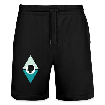 Afro 70s Beat - Stanley/Stella Unisex Bio Joggingshorts Trainer  - Schwarz - Vorne - Nik (191cm) & Marisol (170cm)