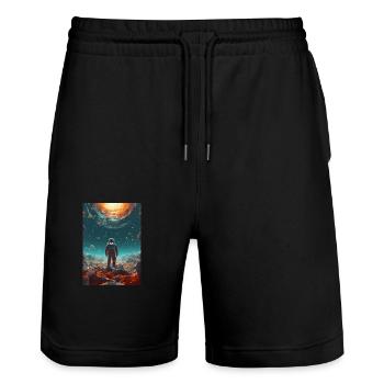 Astronaut im All - Stanley/Stella Unisex Bio Joggingshorts Trainer  - Schwarz - Vorne - Nik (191cm) & Marisol (170cm)