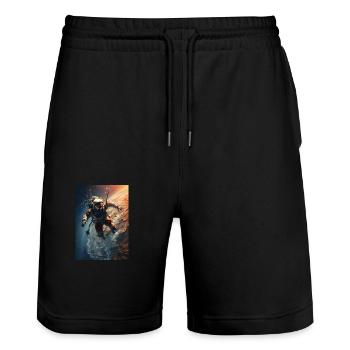 Astronaut im All - Stanley/Stella Unisex Bio Joggingshorts Trainer  - Schwarz - Vorne - Nik (191cm) & Marisol (170cm)
