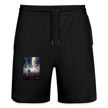 Astronaut in space - Stanley/Stella Trainer Unisex Organic Jogging Shorts - black - Front - Nik (191cm) & Marisol (170cm)
