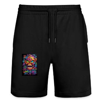 Graffiti Crâne - Short de jogging bio TRAINER Stanley/Stella unisexe - noir - Devant - Nik (191cm) & Marisol (170cm)