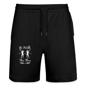 Hullern Fitness Workout Frau - Stanley/Stella Unisex Bio Joggingshorts Trainer  - Schwarz - Vorne - Nik (191cm) & Marisol (170cm)
