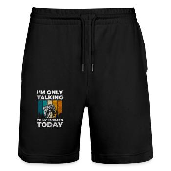 Raubtier Afrika Tierschutz Erde - Stanley/Stella Unisex Bio Joggingshorts Trainer  - Schwarz - Vorne - Nik (191cm) & Marisol (170cm)