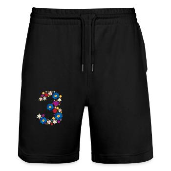 Flowers 3 - Stanley/Stella Unisex Bio Joggingshorts Trainer  - Schwarz - Vorne - Nik (191cm) & Marisol (170cm)