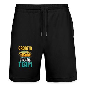 Croatia Party Team - Stanley/Stella Trainer Unisex Organic Jogging Shorts - black - Front - Nik (191cm) & Marisol (170cm)