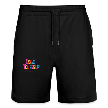 Love yourself - Stanley/Stella Unisex Bio Joggingshorts Trainer  - Schwarz - Vorne - Nik (191cm) & Marisol (170cm)