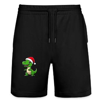 Dinosaure T-Rex Noël Mignon - Short de jogging bio TRAINER Stanley/Stella unisexe - noir - Devant - Nik (191cm) & Marisol (170cm)