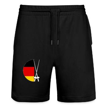 Fencing Germany Flag Fencing - Stanley/Stella Trainer Unisex Organic Jogging Shorts - black - Front - Nik (191cm) & Marisol (170cm)