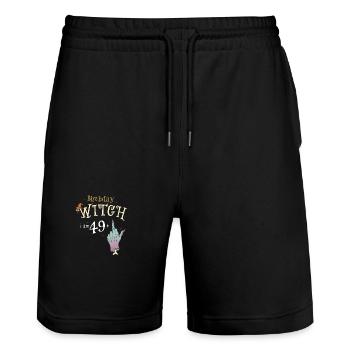 Hexe Lustige Halloween HalloweenKönigin 50. Geburtstag - Stanley/Stella Unisex Bio Joggingshorts Trainer  - Schwarz - Vorne - Nik (191cm) & Marisol (170cm)