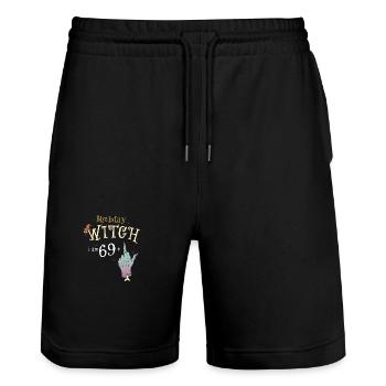 Witch Funny Halloween HallowQueen 70th Birthday - Stanley/Stella Trainer Unisex Organic Jogging Shorts - black - Front - Nik (191cm) & Marisol (170cm)
