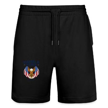 Kamala 2024 - Kamala Harris 2024 For President - Stanley/Stella Trainer Unisex Organic Jogging Shorts - black - Front - Nik (191cm) & Marisol (170cm)