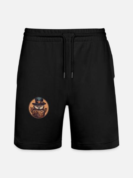 Mister Eule - Stanley/Stella Unisex Bio Joggingshorts Trainer - Schwarz