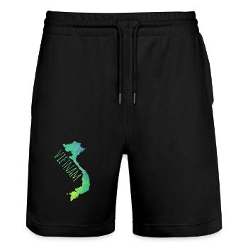 Vietnam - Stanley/Stella Unisex Bio Joggingshorts Trainer  - Schwarz - Vorne - Nik (191cm) & Marisol (170cm)
