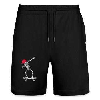 Dab dabbing skeleton skateboard skater - Stanley/Stella Unisex Bio Joggingshorts Trainer  - Schwarz - Vorne - Nik (191cm) & Marisol (170cm)
