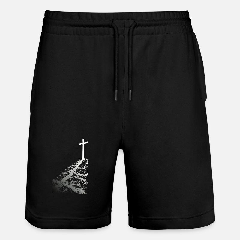 Croix blanche avec ombre - Short de jogging bio TRAINER Stanley/Stella unisexe - noir