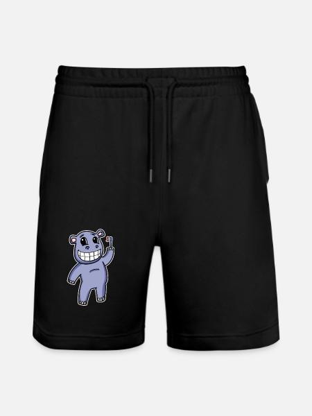 Hippo with toothbrush - Stanley/Stella Trainer Unisex Organic Jogging Shorts - black