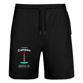 Leuchtturm Campen an der Ems Nordsee Handzeichnung - Stanley/Stella Unisex Bio Joggingshorts Trainer  - Schwarz - Vorne - Nik (191cm) & Marisol (170cm)