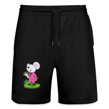 Mouse Groom Bouquet Wedding - Stanley/Stella Trainer Unisex Organic Jogging Shorts - black - Front - Nik (191cm) & Marisol (170cm)