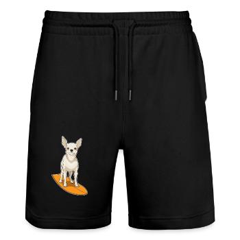 Chihuahua Surfing Surfboard Summer - Stanley/Stella Trainer Unisex Organic Jogging Shorts - black - Front - Nik (191cm) & Marisol (170cm)