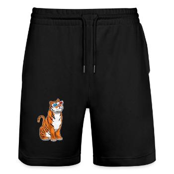 Tiger Brille - Stanley/Stella Unisex Bio Joggingshorts Trainer  - Schwarz - Vorne - Nik (191cm) & Marisol (170cm)