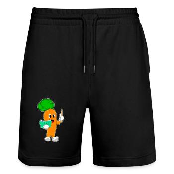 Carrot Teacher Book School - Stanley/Stella Trainer Unisex Organic Jogging Shorts - black - Front - Nik (191cm) & Marisol (170cm)