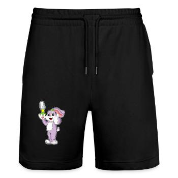 Ciseaux de coiffeur lapin - Short de jogging bio TRAINER Stanley/Stella unisexe - noir - Devant - Nik (191cm) & Marisol (170cm)