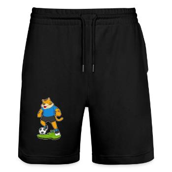 Tiger Soccer Player Soccer - Stanley/Stella Trainer Unisex Organic Jogging Shorts - black - Front - Nik (191cm) & Marisol (170cm)