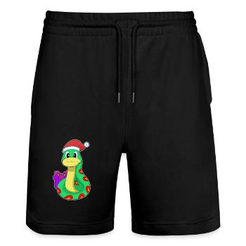 Serpent Noël Noël chapeau - Short de jogging bio TRAINER Stanley/Stella unisexe - noir - Devant - Nik (191cm) & Marisol (170cm)