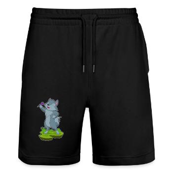 Wolf Dart Dartpfeil - Stanley/Stella Trainer Unisex Organic Jogging Shorts - black - Front - Nik (191cm) & Marisol (170cm)