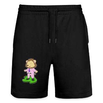 Lion marié cravate mariage - Short de jogging bio TRAINER Stanley/Stella unisexe - noir - Devant - Nik (191cm) & Marisol (170cm)