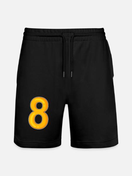 Number 8 Number Yellow Motif - Stanley/Stella Trainer Unisex Organic Jogging Shorts - black