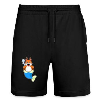 Fuchs Meerjungfrau - Stanley/Stella Unisex Bio Joggingshorts Trainer  - Schwarz - Vorne - Nik (191cm) & Marisol (170cm)