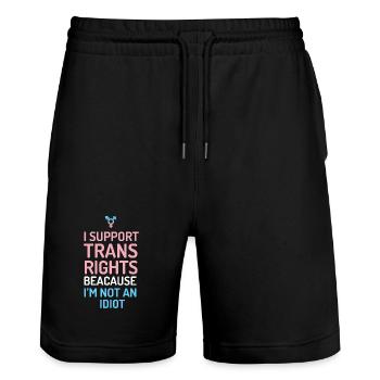 Je soutiens les droits des trans - Short de jogging bio TRAINER Stanley/Stella unisexe - noir - Devant - Nik (191cm) & Marisol (170cm)