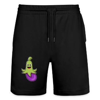 Krake Aubergine - Stanley/Stella Unisex Bio Joggingshorts Trainer  - Schwarz - Vorne - Nik (191cm) & Marisol (170cm)