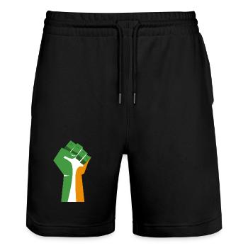 Le poing levé (vert, blanc, orange) - Short de jogging bio TRAINER Stanley/Stella unisexe - noir - Devant - Nik (191cm) & Marisol (170cm)