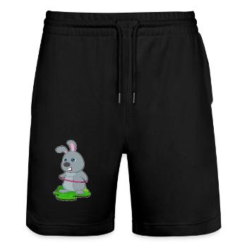Hase Fitnessreifen Workout Gymnastik - Stanley/Stella Unisex Bio Joggingshorts Trainer  - Schwarz - Vorne - Nik (191cm) & Marisol (170cm)