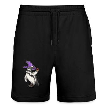 Pinguin Hexe Pilz - Stanley/Stella Unisex Bio Joggingshorts Trainer  - Schwarz - Vorne - Nik (191cm) & Marisol (170cm)