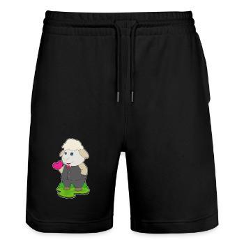 Schaf Bräutigam Anzug Hochzeit - Stanley/Stella Unisex Bio Joggingshorts Trainer  - Schwarz - Vorne - Nik (191cm) & Marisol (170cm)