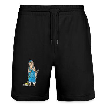 Suricate Nettoyeur Vadrouille - Short de jogging bio TRAINER Stanley/Stella unisexe - noir - Devant - Nik (191cm) & Marisol (170cm)
