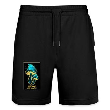 Shrooms are magic - Stanley/Stella Unisex Bio Joggingshorts Trainer  - Schwarz - Vorne - Nik (191cm) & Marisol (170cm)